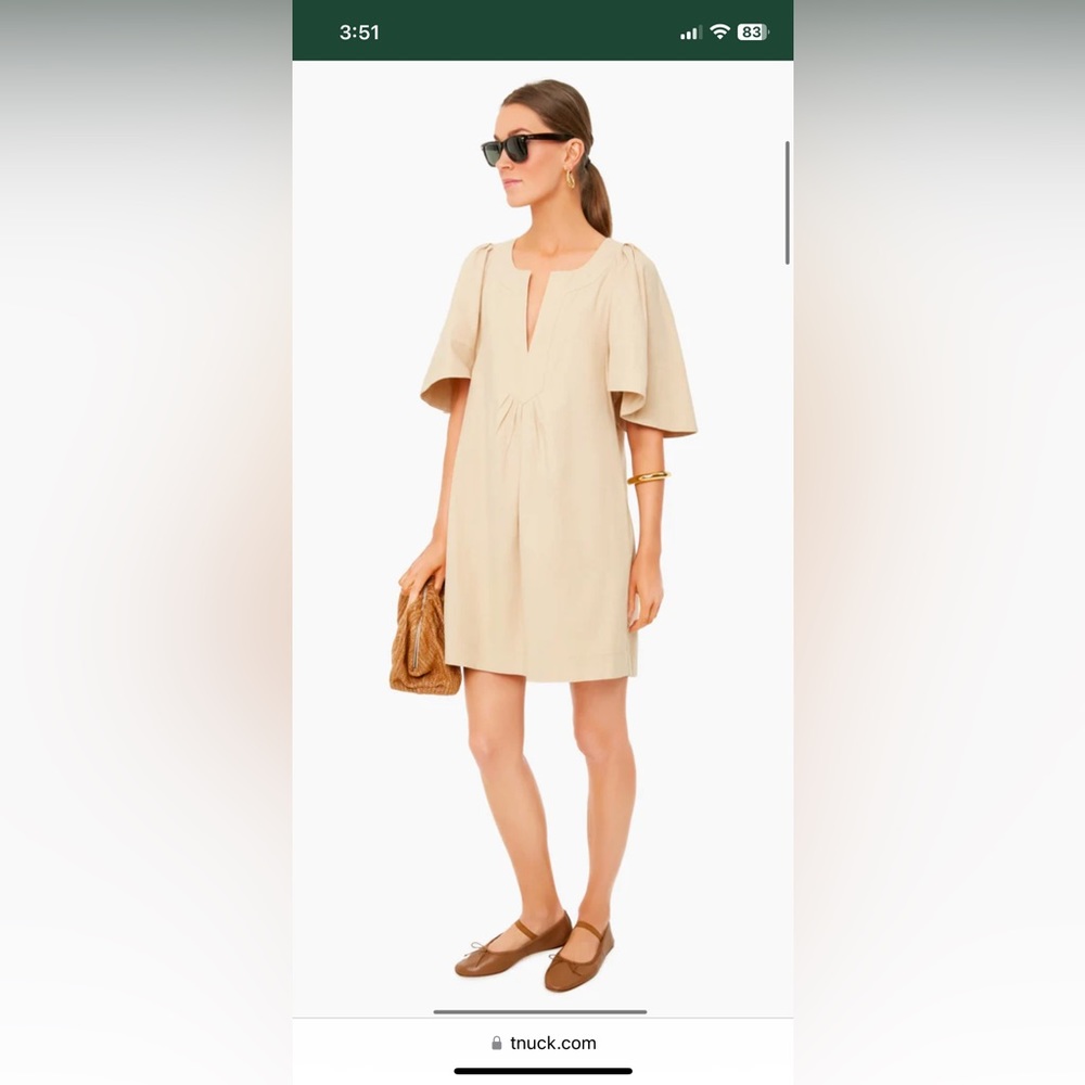 Khaki Finley Flutter Sleeve Dress